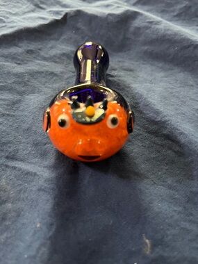 Glass Hand Piece  with Orange Piggy Police Face